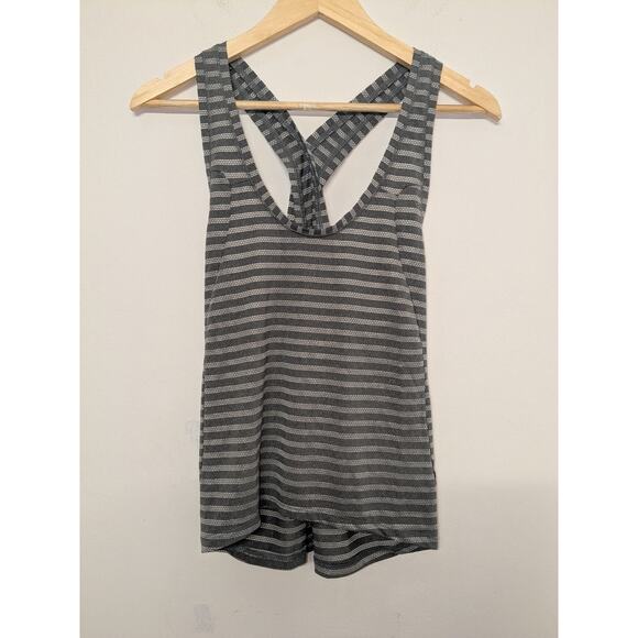 ZYIA Active Gray Nimbus Split Back Tank Top Size Medium Mesh Stripes EUC - Picture 2 of 8